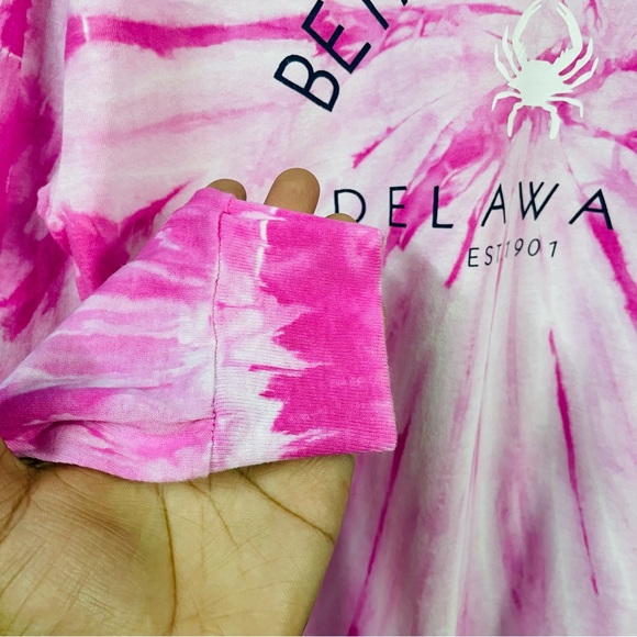 TIE DYE PINK & WHITE GILDAN HEAVY COTTON CREW NECK T-SHIRT FOR MEN’S AND WOMEN’S - Picture 4 of 5